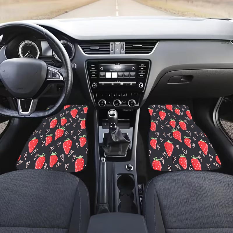 Red Strawberry Non Slip Car Floor Mats Universal Front Rear Liners Durable Auto Accessories - Image 4
