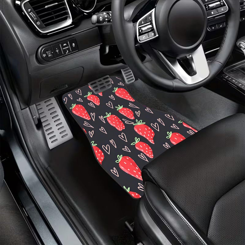 Red Strawberry Non Slip Car Floor Mats Universal Front Rear Liners Durable Auto Accessories - Image 3