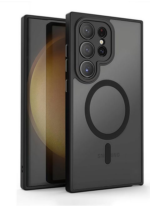 S24 ultra back Magnetic Case for Samsung Galaxy S24 Ultra 5G 6.8-Inch, Compatible with MagSafe, Translucent Matte Back Shockproof Phone Cover (Black)
