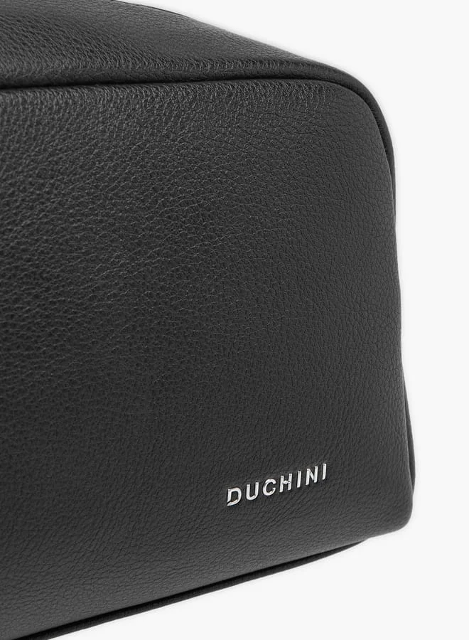 دوتشيني Men's Textured Pouch with Zip Closure and Wristlet Strap