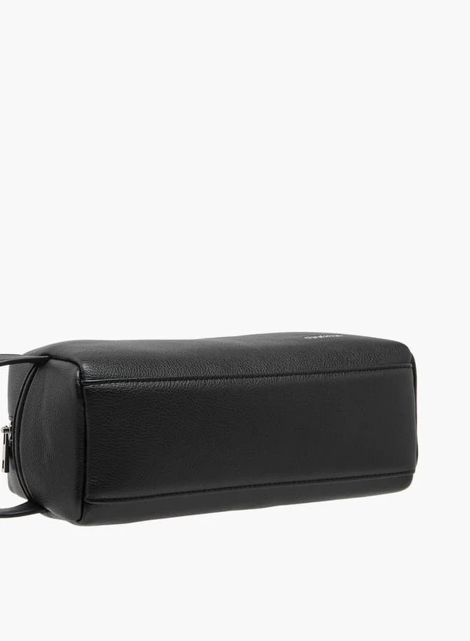 دوتشيني Men's Textured Pouch with Zip Closure and Wristlet Strap