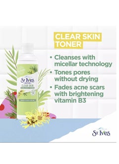 ST. Ives Clear Skin 3-n-1 Face Toner With 1% Vitamin B3 Micellar Water Tea Tree 251 ML  - Image 3
