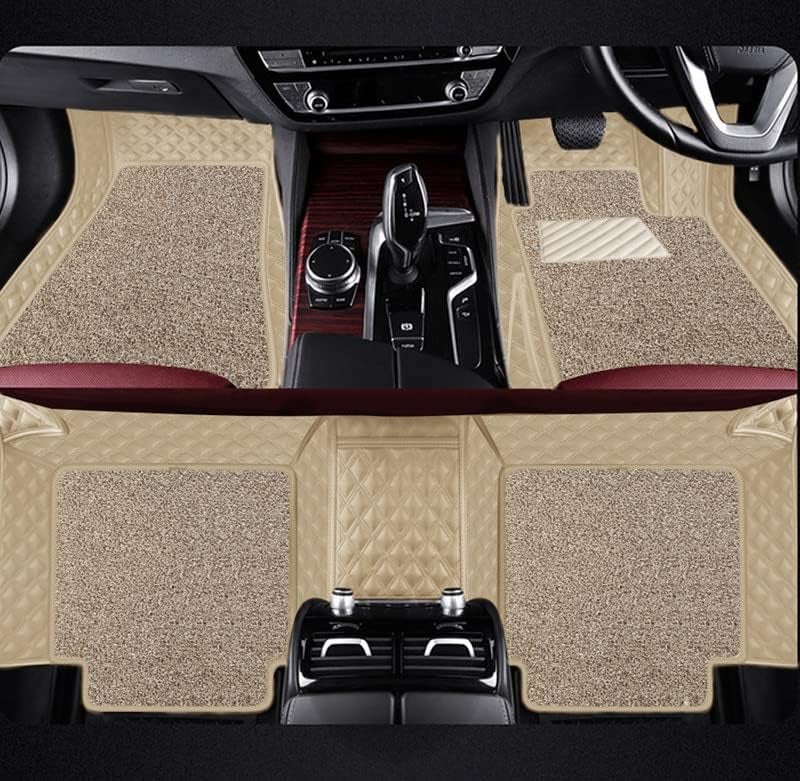 AutoClow Premium 7D Car Mat Full Set for Mahindra XEV 9E (Model : 2025-2026) || Luxury Leather Dual-Stitch Full Set 7D Car Floor Mat || 100% Waterproof || Color : Beige-Beige (Design-1) - Image 1
