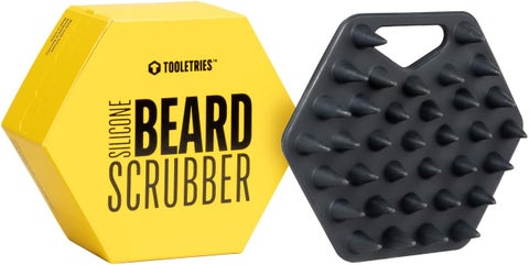 TOOLETRIES Beard Scrubber Silicone Beard Brush Exfoliator for Men Deep Cleans Unclogs Pores Ergonomic Handle Design Removes Beardruff Charcoal
