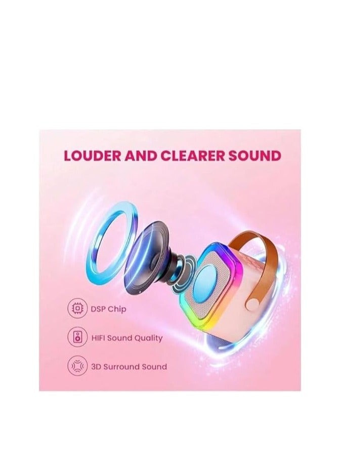 Portable Bluetooth Speaker with RGB Lights and Microphone Input – Wireless Subwoofer with Rechargeable Battery, Compatible with Smartphones, TV, Tablets, and Computers (Beige) - Image 4