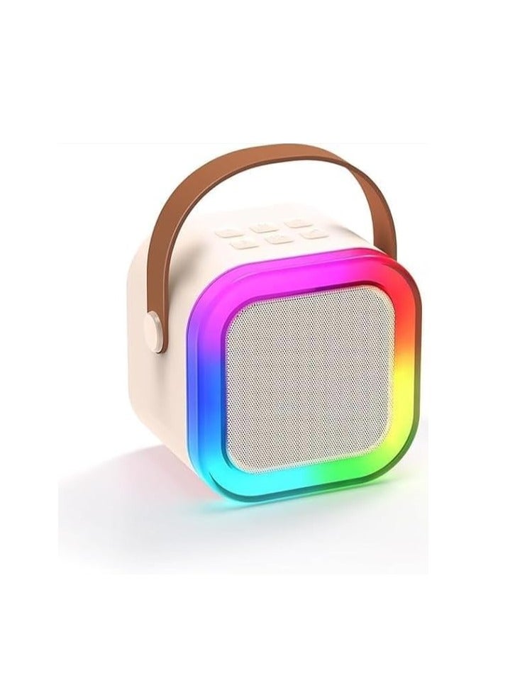 Portable Bluetooth Speaker with RGB Lights and Microphone Input – Wireless Subwoofer with Rechargeable Battery, Compatible with Smartphones, TV, Tablets, and Computers (Beige) - Image 1