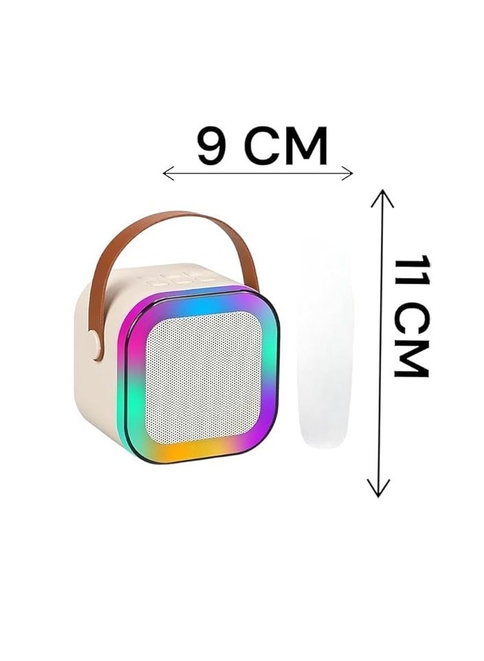 Portable Bluetooth Speaker with RGB Lights and Microphone Input – Wireless Subwoofer with Rechargeable Battery, Compatible with Smartphones, TV, Tablets, and Computers (Beige) - Image 2