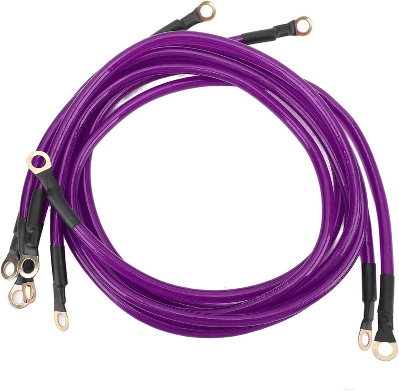 Car Ground Wire Kit, 5 Pieces PVC Copper Clad Aluminium, DC 0 to 48V - Enhanced Starting Performance, Easy Installation, Compatible with Cars Boats Trucks SUVs (Purple) - Image 5