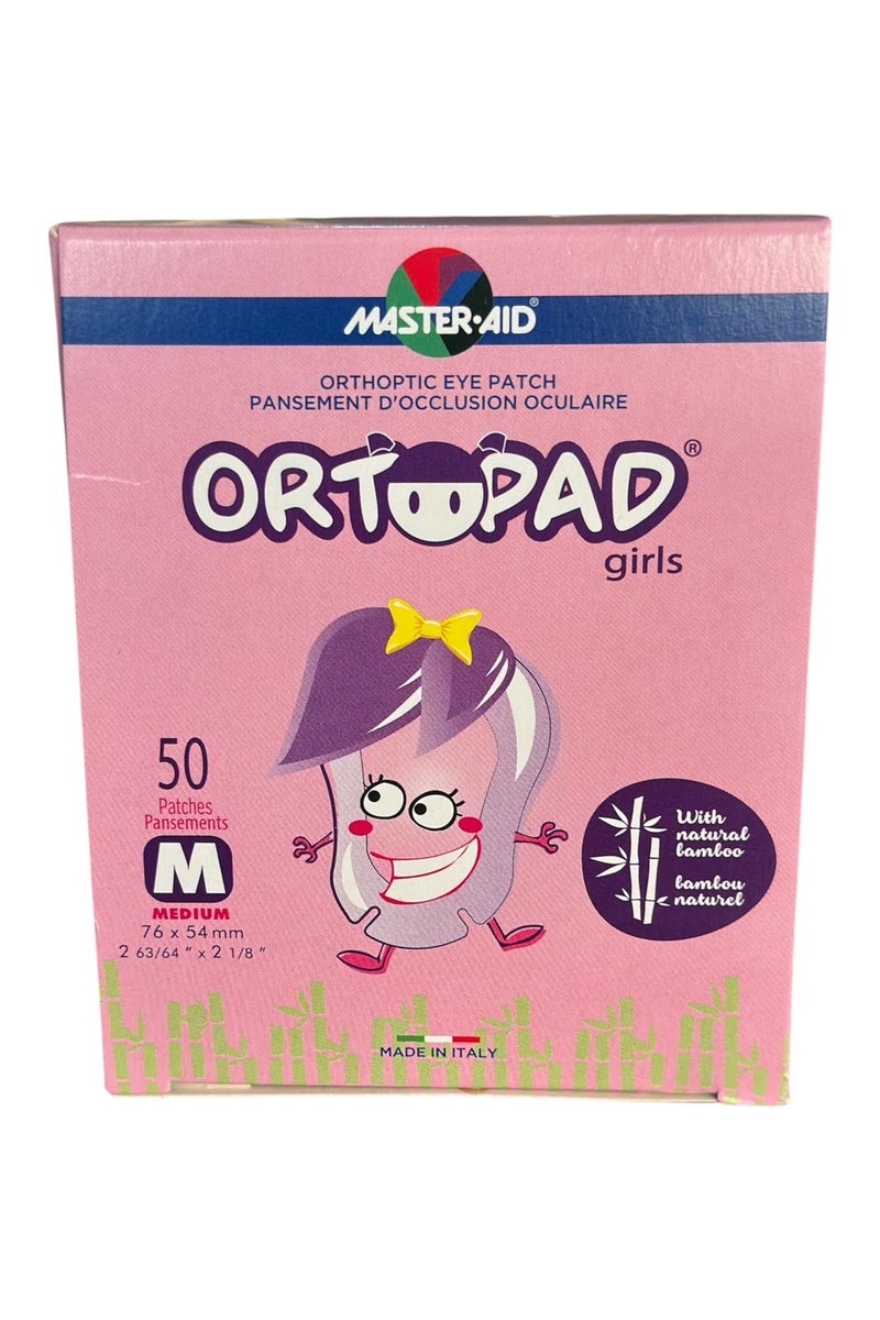 Master Aid ORTOPAD GIRLS MEDIUM 50 PCS EYE PATCHES FOR LAZY EYES - Image 1