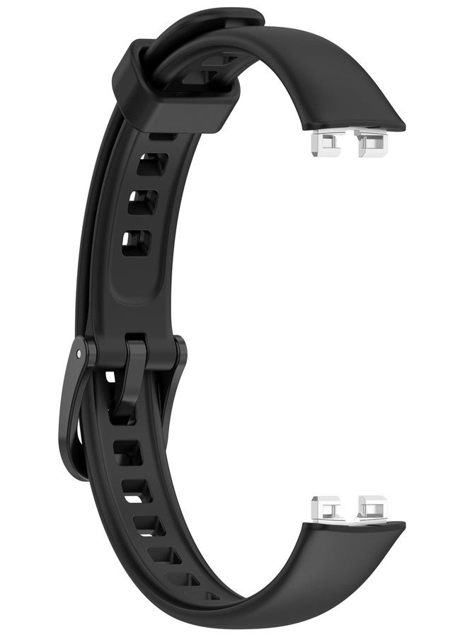 AWADUO Replacement Silicone SmartBand Compatible with Huawei Band 9/9 NFC/ 8/NFC Wrist Strap Bracelet Bands, Soft And Durable(Black/Metal Head) - Image 3