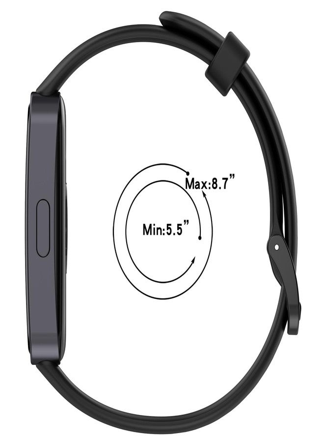 AWADUO Replacement Silicone SmartBand Compatible with Huawei Band 9/9 NFC/ 8/NFC Wrist Strap Bracelet Bands, Soft And Durable(Black/Metal Head) - Image 5
