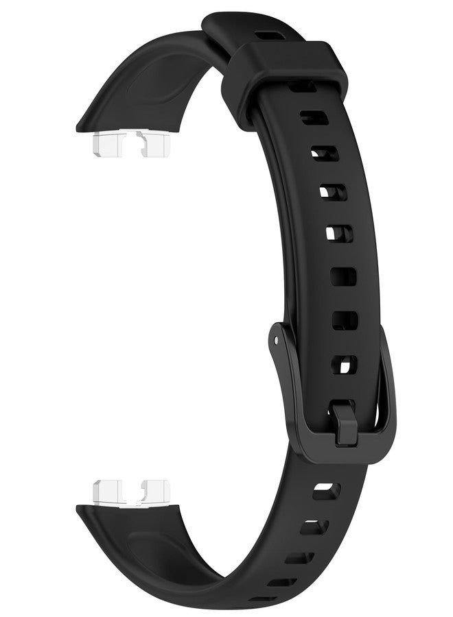 AWADUO Replacement Silicone SmartBand Compatible with Huawei Band 9/9 NFC/ 8/NFC Wrist Strap Bracelet Bands, Soft And Durable(Black/Metal Head) - Image 4