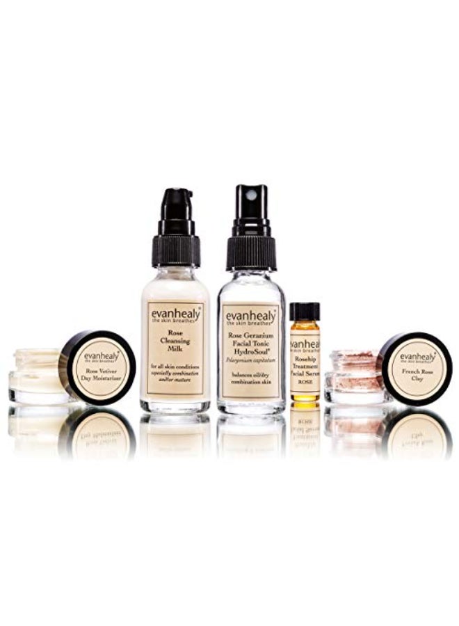 evanhealy Balancing Ritual Rose Skin Care Set 5 Piece Travel Face Care Kit for Combination Skin Skincare Kit with Facial Mask Gentle Skin Cleanser Harmonize Oil Imbalance - Image 1