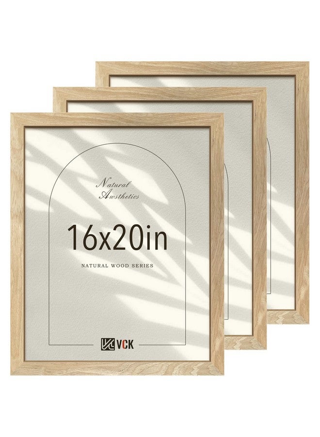 في سي كيه إطارات ملصقات VCK مقاس 16 × 20 للحائط - مجموعة من 3 قطع، إطار صورة من الخشب الصلب الطبيعي باللون البيج، حبيبات خشبية حصرية - Image 1