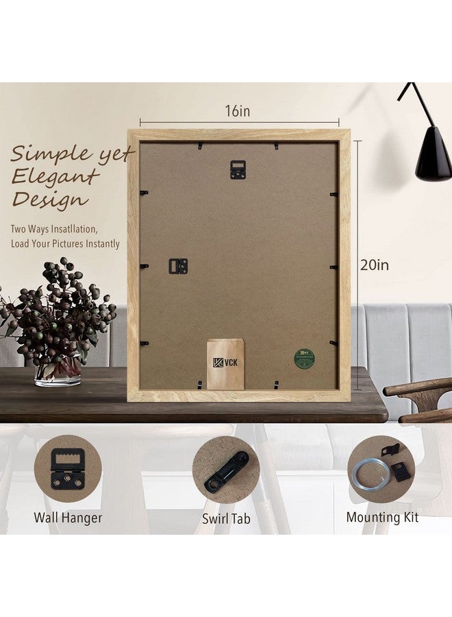 في سي كيه إطارات ملصقات VCK مقاس 16 × 20 للحائط - مجموعة من 3 قطع، إطار صورة من الخشب الصلب الطبيعي باللون البيج، حبيبات خشبية حصرية - Image 3