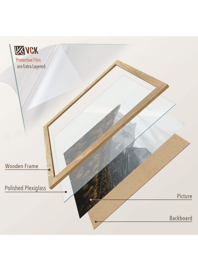 في سي كيه إطارات ملصقات VCK مقاس 16 × 20 للحائط - مجموعة من 3 قطع، إطار صورة من الخشب الصلب الطبيعي باللون البيج، حبيبات خشبية حصرية - Image 4