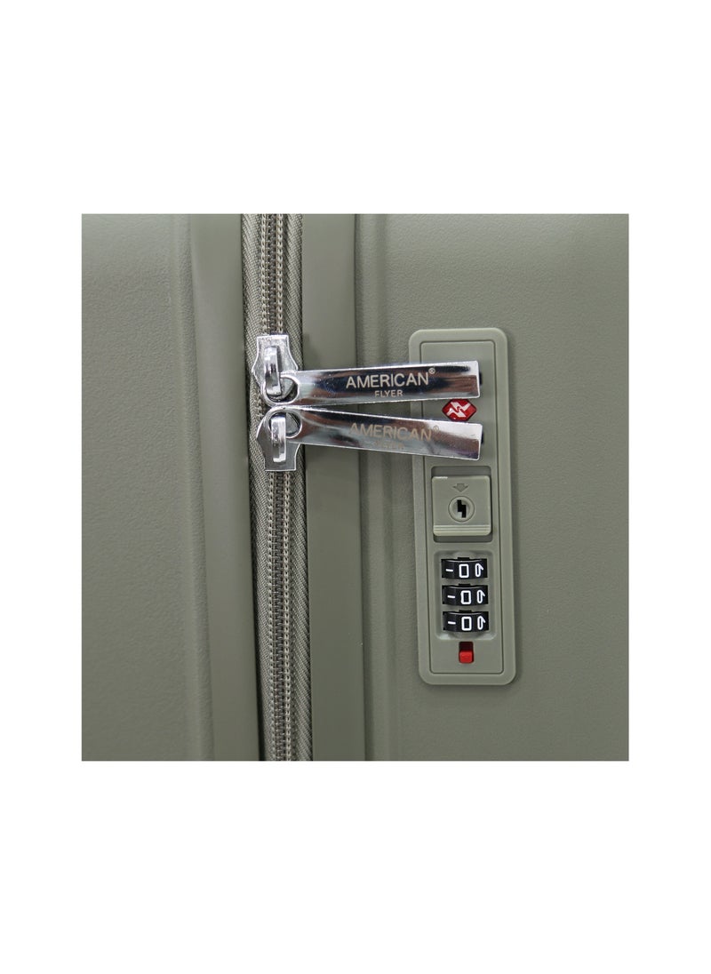 AMERICAN FLYER - طقم حقائب قوي غير قابل للكسر من مادة PP مع 8 عجلات، قشرة سميكة، متعددة الطبقات، 3 قطع، زيتوني (صغير-20، متوسط-24، كبير-28) - Image 1