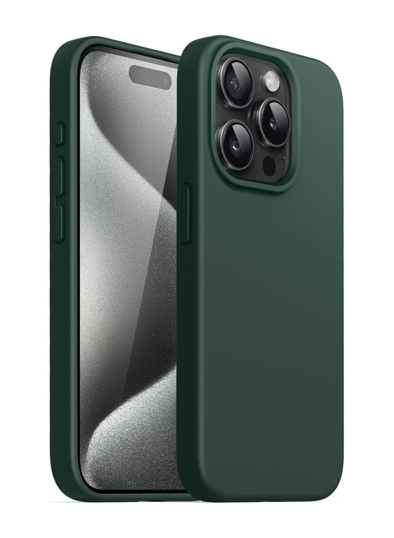 Silicone Case Compatible with iPhone 15 Pro 6.1inch, Slim Liquid Silicone, Layers of Soft Gel Rubber Shockproof, Protective Phone Case Cover with TPU Lining (Alpine Green) - Image 1