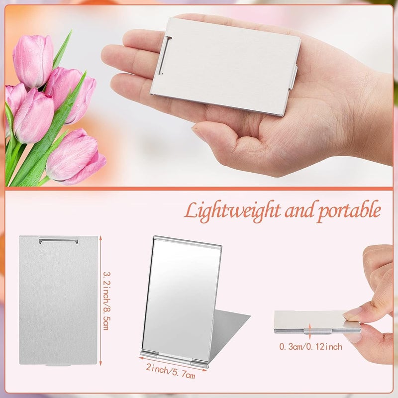 Excefore Small Makeup Folding Mirror, Travel Mirror Portable, Rectangle Compact Mirror, Stand up Mirror, Compact Mirror, Portable Vanity Mirror for Women Girls 4PCS - Image 2