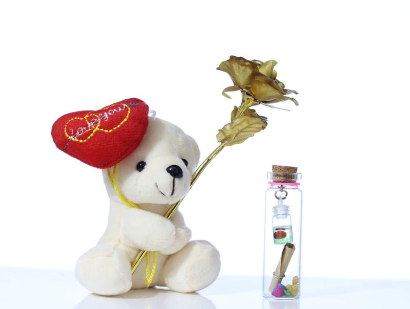 Lilone Beautiful Teddy with Message Bottle Showpiece Valentine Gifts for Girlfriend, Boyfriend, Home Decor - Image 4
