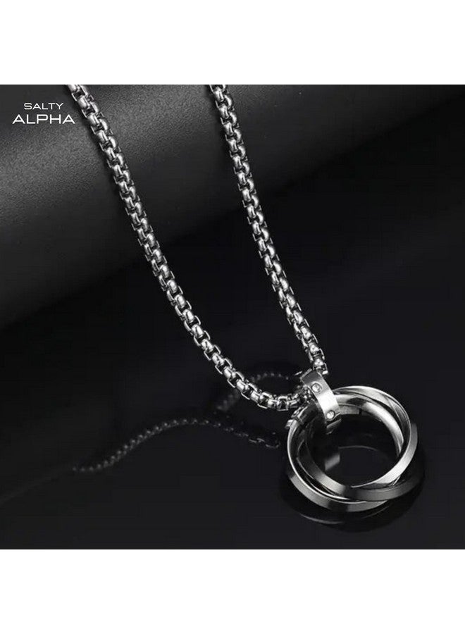 Salty Salty Alpha Rocky Neck Chain for Men & Boys | Multi Ring Stainless Steel Pendant Locket Necklace | Stylish Men's Accessories | Diwali, Birthday, Anniversary & Special Occassion Gift | Everyday Wear  - Image 5