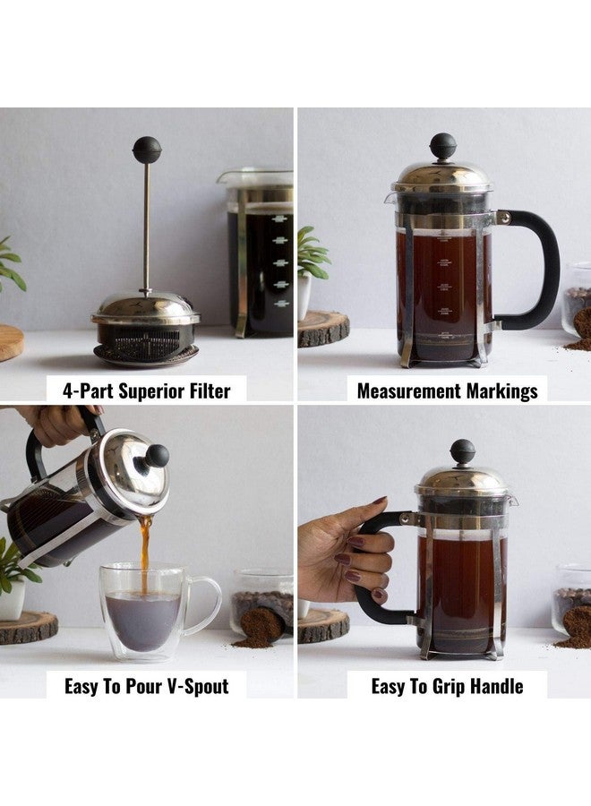 InstaCuppa صانعة القهوة الفرنسية InstaCuppa مع فلترة متفوقة من 4 أجزاء سعة 600 مل، من الفولاذ المقاوم للصدأ - Image 3