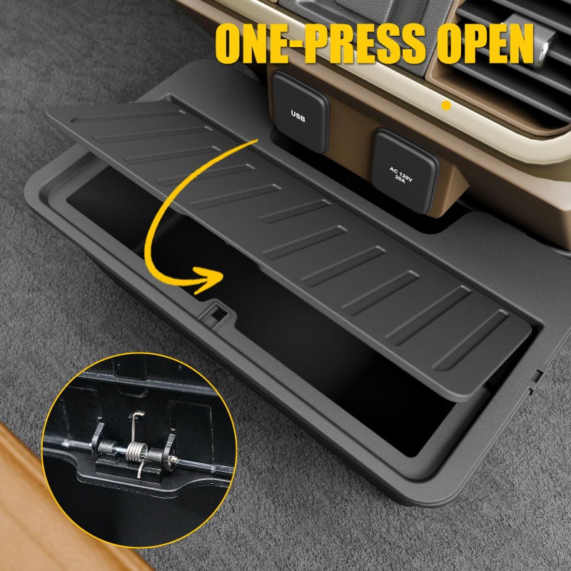 Maxzina Trash Can Compatible with 2021-2025 Ford F150 Trash Bin One-Touch Garbage Can Push-to-Open Trash Bin Extra Rear 2nd Row 7.4L Center Console Storage Box for 2024 F-150 Accessories - Image 5