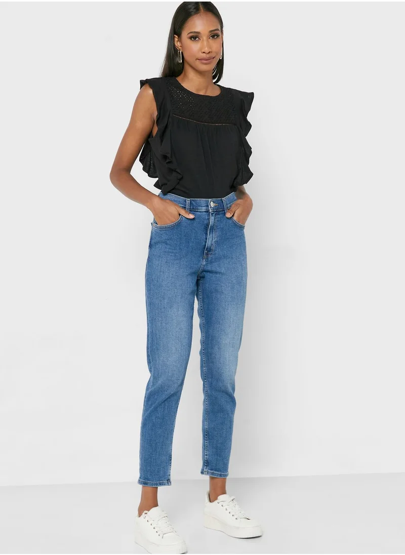 NEW LOOK Ruffle Detail Broidered Top