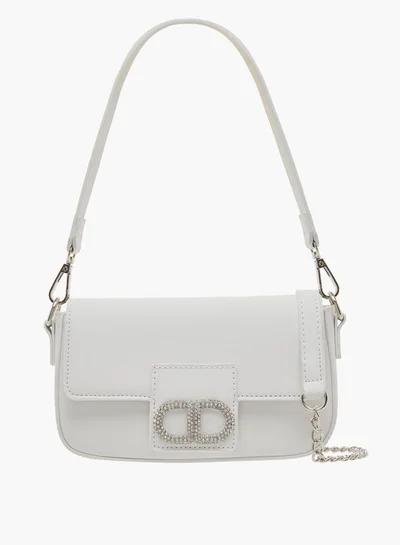 Flora Bella By Shoexpress Women's Embellished Crossbody Bag with Detachable Strap and Magnetic Button Closure