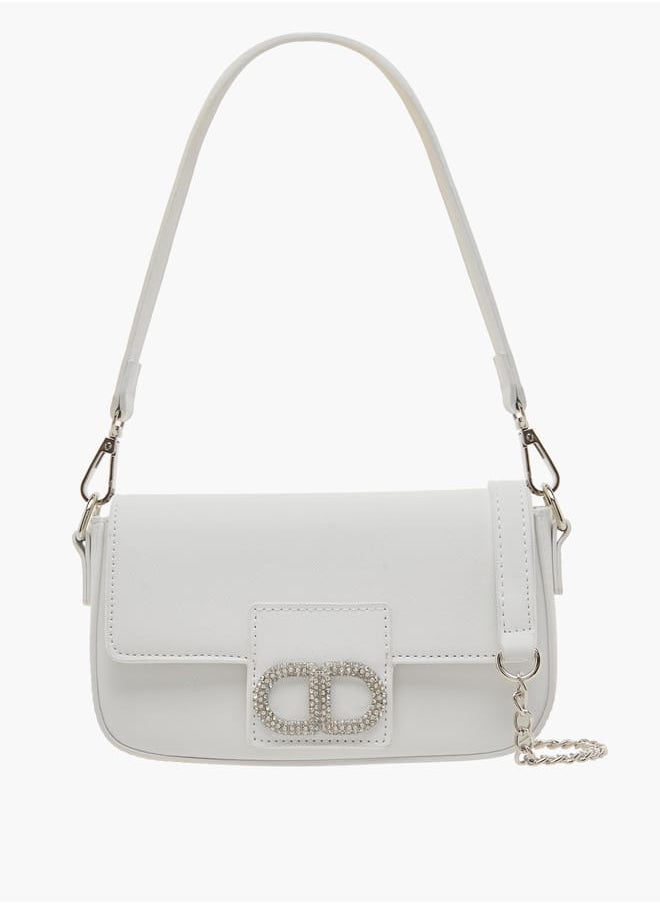 Flora Bella By Shoexpress Women's Embellished Crossbody Bag with Detachable Strap and Magnetic Button Closure  - Image 1