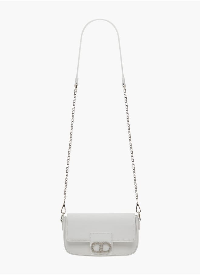 Flora Bella By Shoexpress Women's Embellished Crossbody Bag with Detachable Strap and Magnetic Button Closure  - Image 2