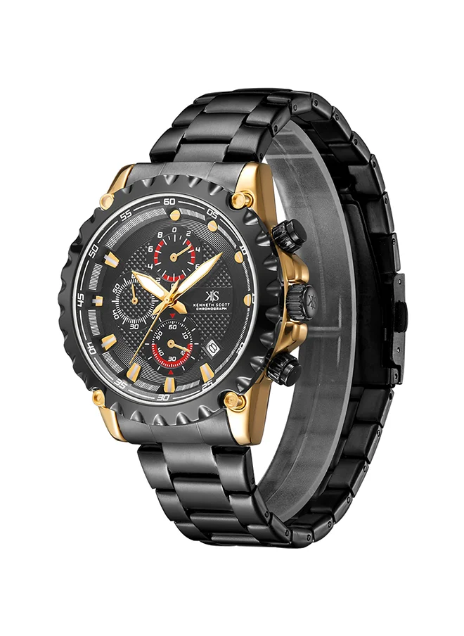KENNETH SCOTT Kenneth Scott Men's Quartz Movement Watch, Chronograph Display and Stainless Steel Strap - K22102-GBBB, Black