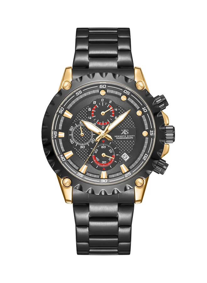 KENNETH SCOTT Kenneth Scott Men's Quartz Movement Watch, Chronograph Display and Stainless Steel Strap - K22102-GBBB, Black