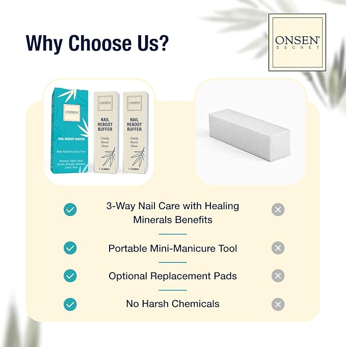 onsen Onsen Secret Professional Nail Buffer Block 4Way Buffing for Natural Shine Healthy Natural Nails Includes 2 Extra Shine Pads SalonQuality PostGel Acrylic Recovery 1 Pack - Image 4