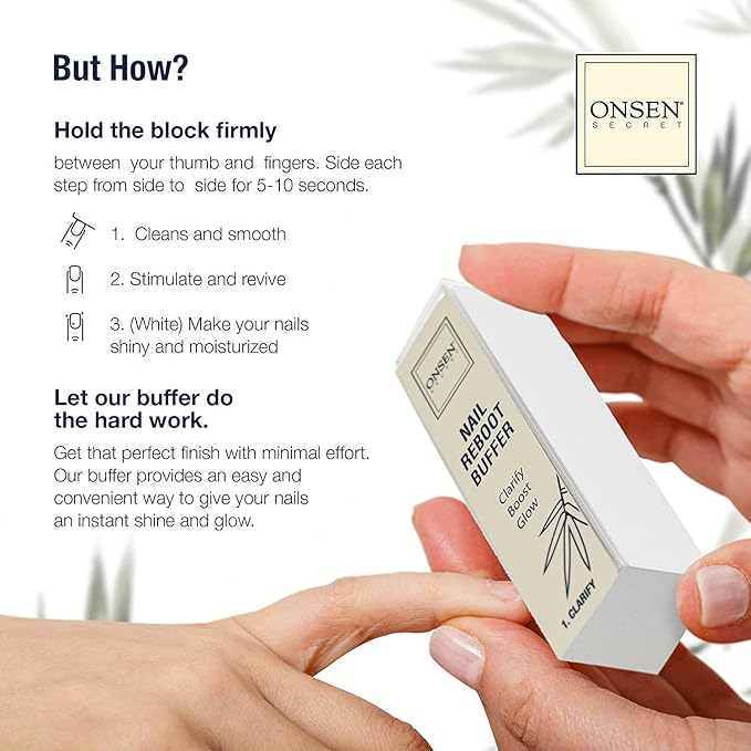 onsen Onsen Secret Professional Nail Buffer Block 4Way Buffing for Natural Shine Healthy Natural Nails Includes 2 Extra Shine Pads SalonQuality PostGel Acrylic Recovery 1 Pack - Image 3