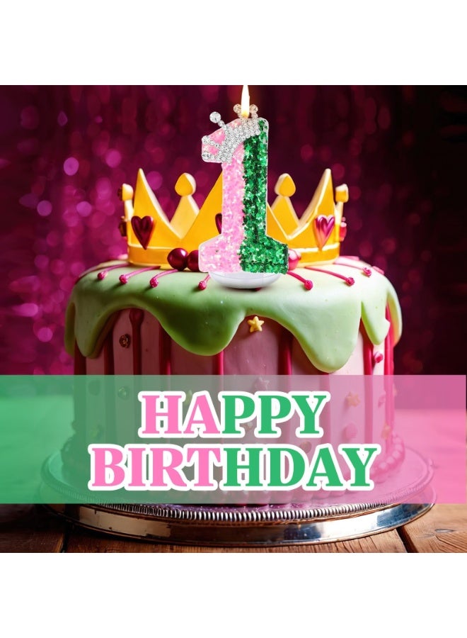 Birthday Number Candles,Pink Crown Birthday Candles for Cake,Glitter Number Candle Cake Topper with Sequins for Girls,Women, Anniversary Celebrations Supplies  - Image 3