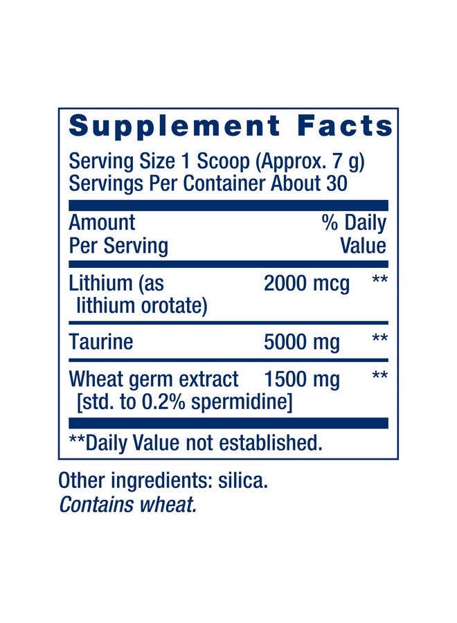 Life Extension Healthy Aging Powder, Healthy Aging Supplement, Heart Health, Brain Health, Exercise Performance, Taurine, Lithium, spermidine, Powder Blend, Non-GMO, Vegetarian, 30 Servings - Image 2