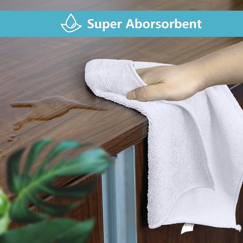 HOMEXCEL White Microfiber Cleaning Cloth, 8 Pack Cleaning Towels for Kitchen, Lint Free, Scratch-Free, Highly Absorbent, and Reusable Cleaning Rags for House, Window and Glass, Cars, 11.5 X11.5 inch - Image 4