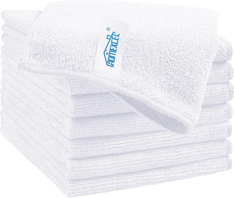 HOMEXCEL White Microfiber Cleaning Cloth, 8 Pack Cleaning Towels for Kitchen, Lint Free, Scratch-Free, Highly Absorbent, and Reusable Cleaning Rags for House, Window and Glass, Cars, 11.5 X11.5 inch - Image 1