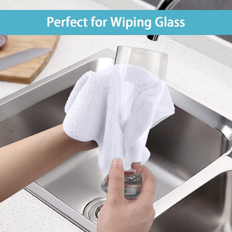 HOMEXCEL White Microfiber Cleaning Cloth, 8 Pack Cleaning Towels for Kitchen, Lint Free, Scratch-Free, Highly Absorbent, and Reusable Cleaning Rags for House, Window and Glass, Cars, 11.5 X11.5 inch - Image 5