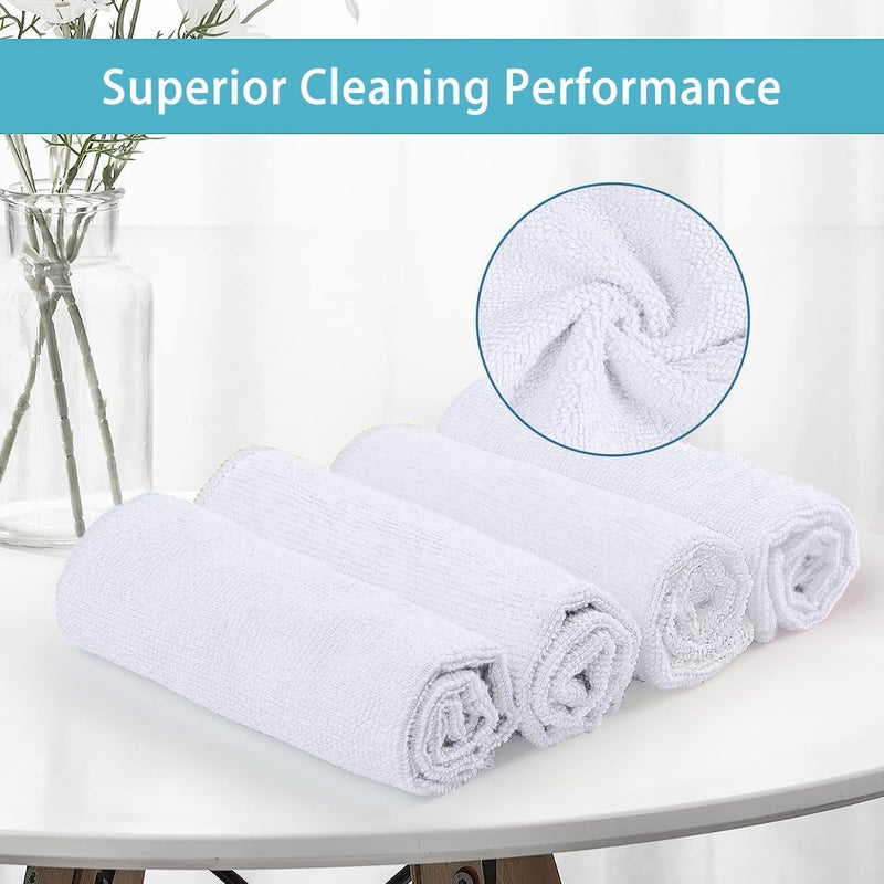 HOMEXCEL White Microfiber Cleaning Cloth, 8 Pack Cleaning Towels for Kitchen, Lint Free, Scratch-Free, Highly Absorbent, and Reusable Cleaning Rags for House, Window and Glass, Cars, 11.5 X11.5 inch - Image 3