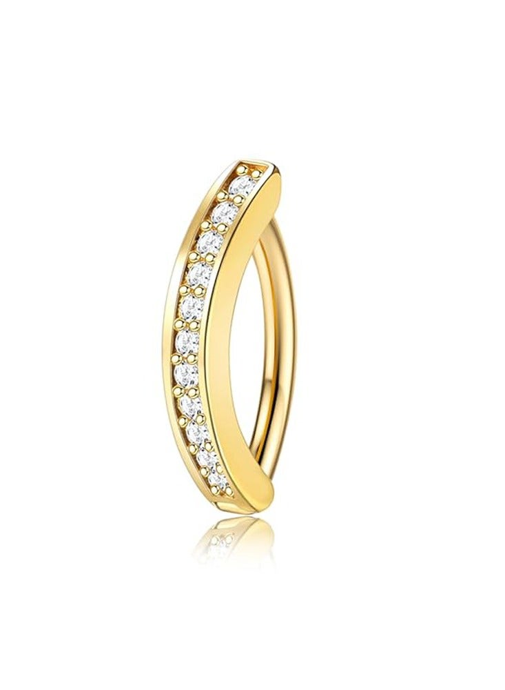 مجموعة إبر سرة 8 قطع من الاستانلس ستيل الذهبي القصير - مرصعة بزركون وبتصميم قلب لامع