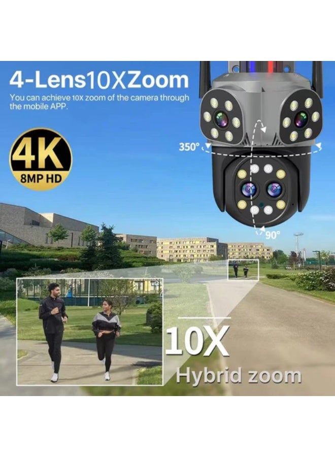 كروني كاميرا مراقبة خارجية لاسلكية تعمل بالطاقة الشمسية، بدقة 4K فائقة الوضوح، مزودة بخاصية واي فاي، بدقة 8 ميجابكسل، و10x تطبيق Carecampro، مزودة بأربعة عيون، مزودة بكاميرا مراقبة خارجية لاسلكية تعمل بالطاقة الشمسية، مزودة بخاصية 4G، ومستشعر حركة، ورؤية ليلية، ومحادثة ثنائية الاتجاه. - Image 3