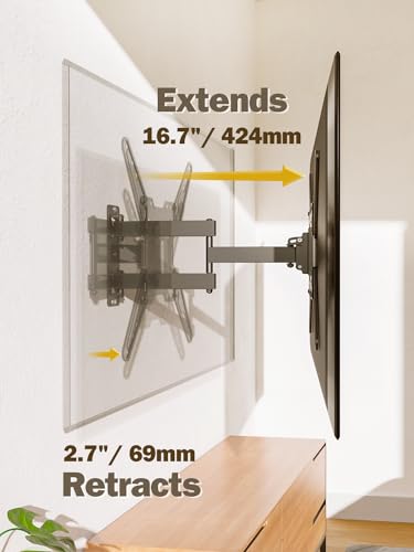 Mounting Dream UL Listed TV Wall Mount for Most 2655 Inch TVs Full Motion TV Mount with Perfect Center Design Articulating Wall Mount TV Bracket Swivel and Tilt Max VESA 400x400mm Up to 77LBS - Image 3