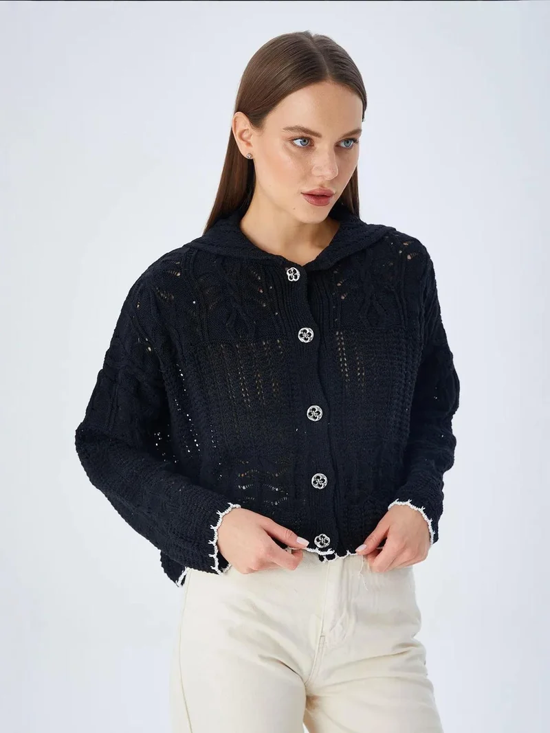 ميكسراي كارديجان ميكسراي محبوك بنقوش وزر إغلاق