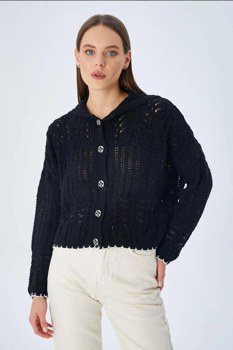 Mixray Mixray Textured Knitwear Cardigan with Button Closure