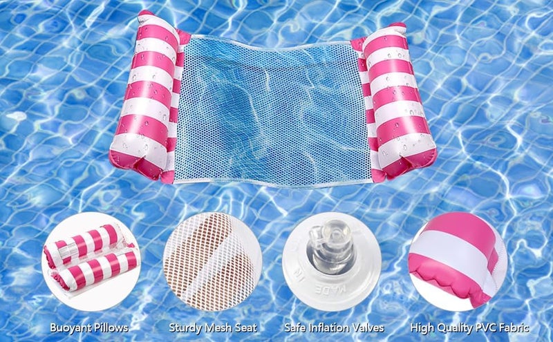 GREEVA Inflatable Pool Floats 4-in-1 Pool Hammock with Bottom Mesh Tubes Multi-Purpose Inflatable Hammock for Adults, Swimming Pool Hot Tub Portable Floating Chair Bed for Travel (Pack of 1) - Image 3