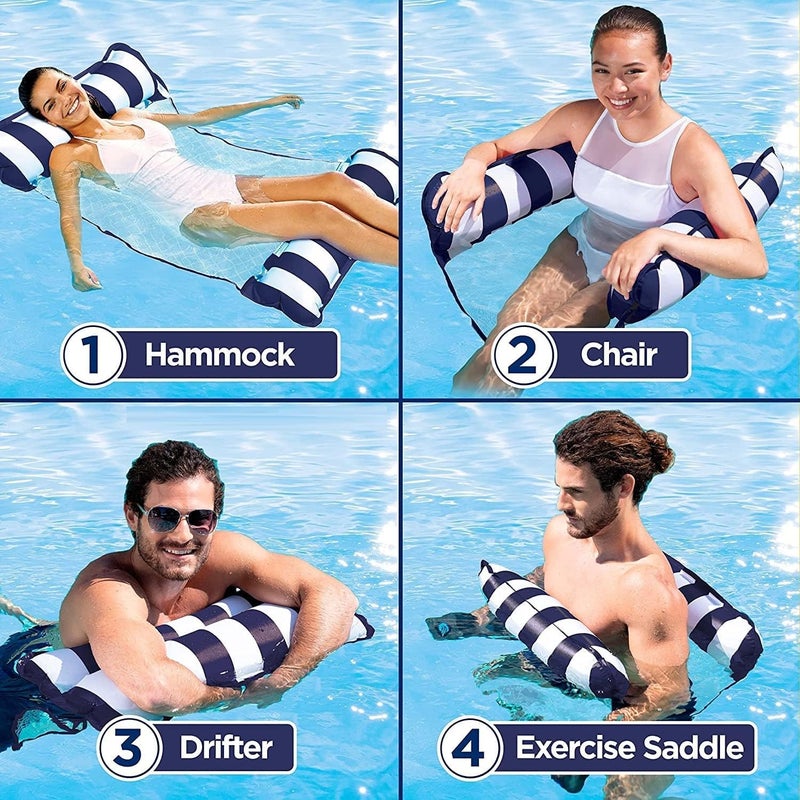 GREEVA Inflatable Pool Floats 4-in-1 Pool Hammock with Bottom Mesh Tubes Multi-Purpose Inflatable Hammock for Adults, Swimming Pool Hot Tub Portable Floating Chair Bed for Travel (Pack of 1) - Image 4