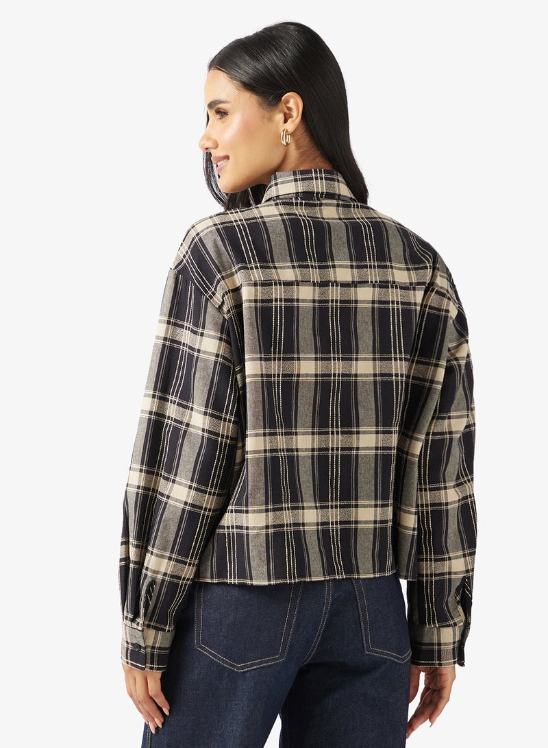 ONLY Onlagda Short Check Long Sleeve Shirt - Image 2