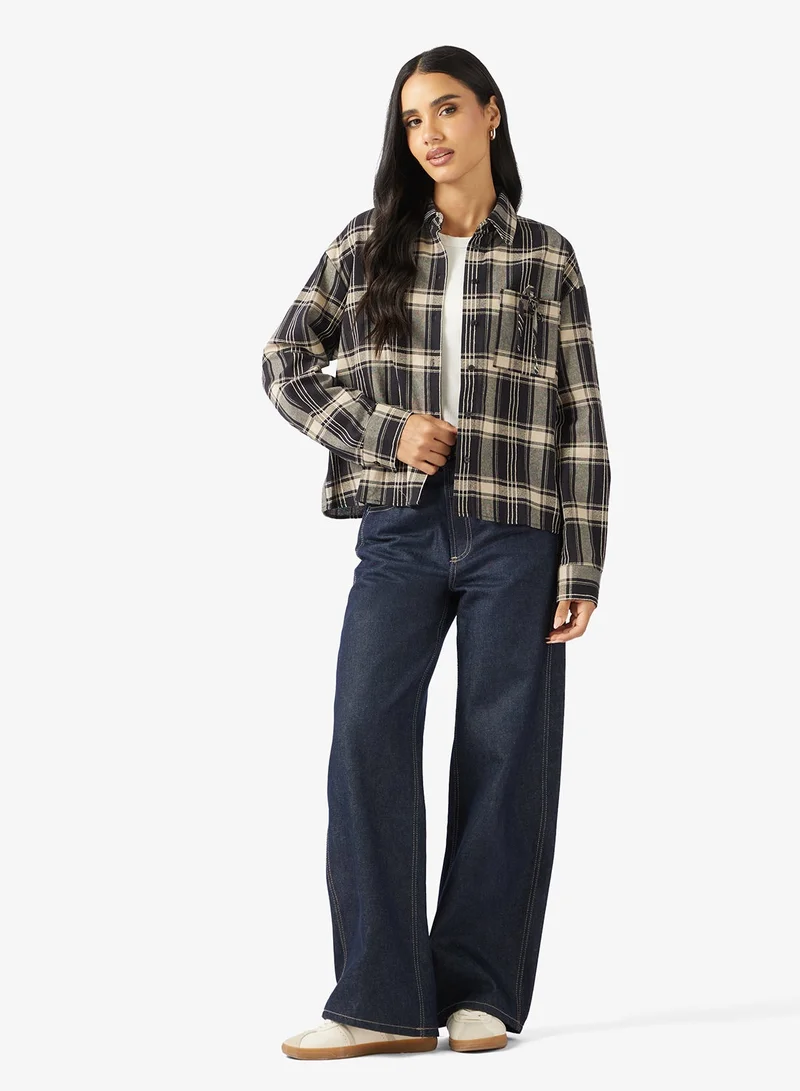 ONLY  Onlagda Short Check Long Sleeve Shirt for Women | Best Price UAE